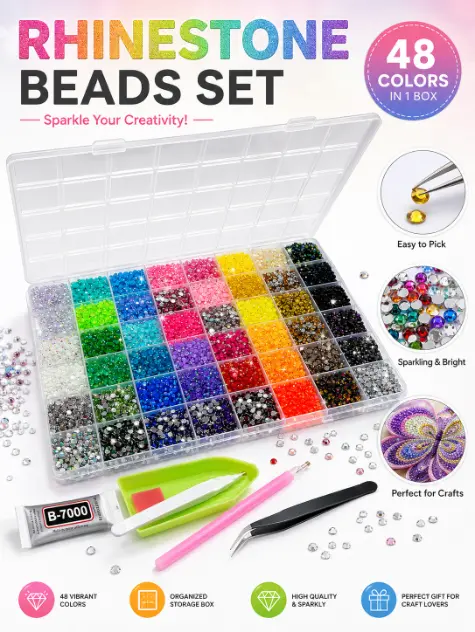 Colorful DIY Resin Rhinestone Kit 48 colors
