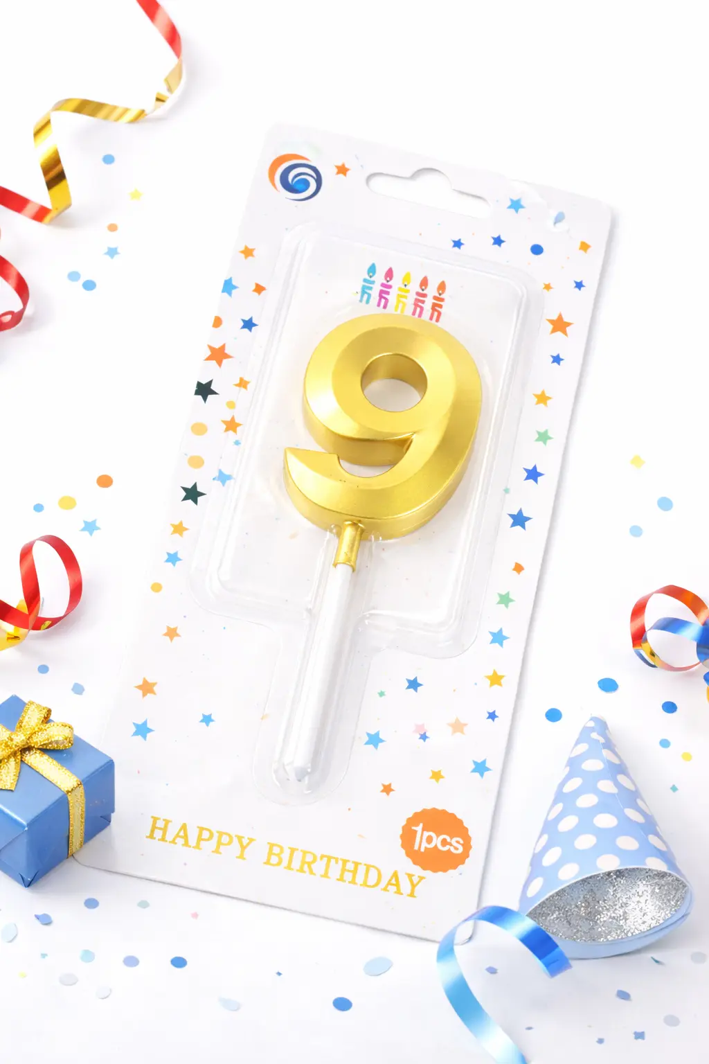 Happy Birthday Number Candle 9 (6.5cm)