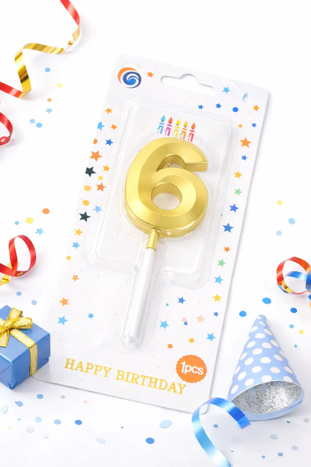 Happy Birthday Number Candle 6 (6.5cm)
