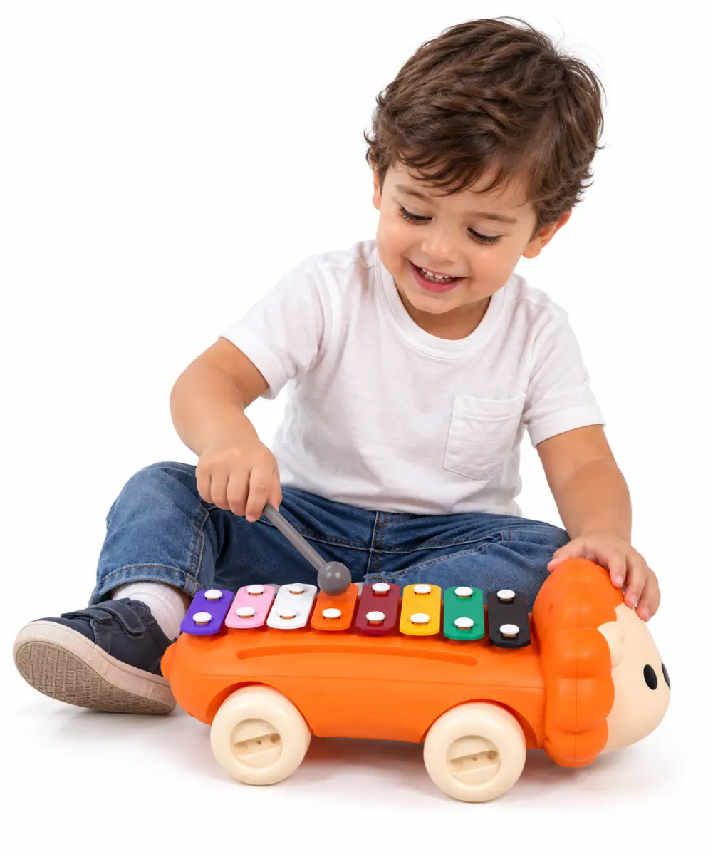 2 In 1 Animal Xylophone & Cart Orange