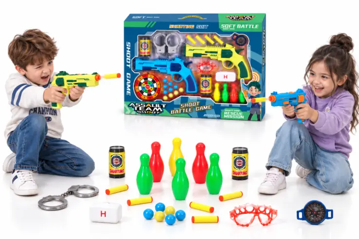 Toy Shooting Set with 2 Blasters, Foam Darts, Targets & Accessories