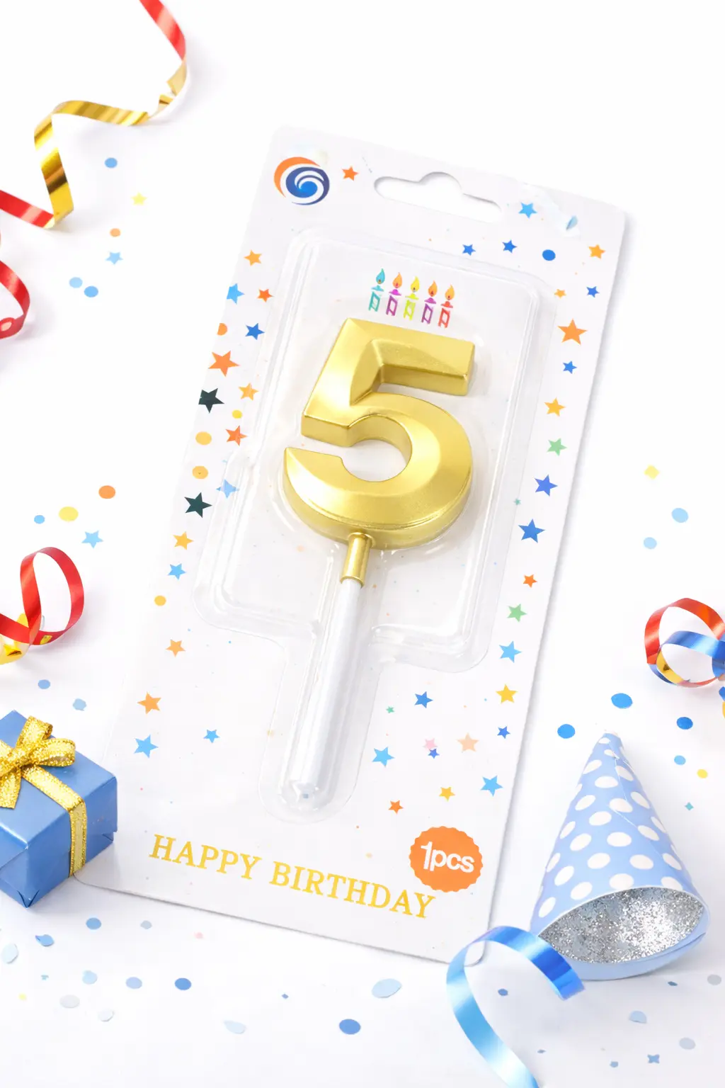 Happy Birthday Number Candle 5 (6.5cm)