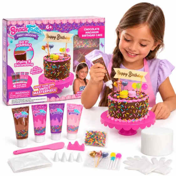Snack Tastic - Chocolate Macaron Birthday Cake Toy 