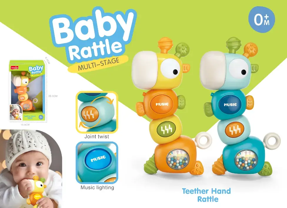 Baby Teether Hand Rattle Multi Stage 