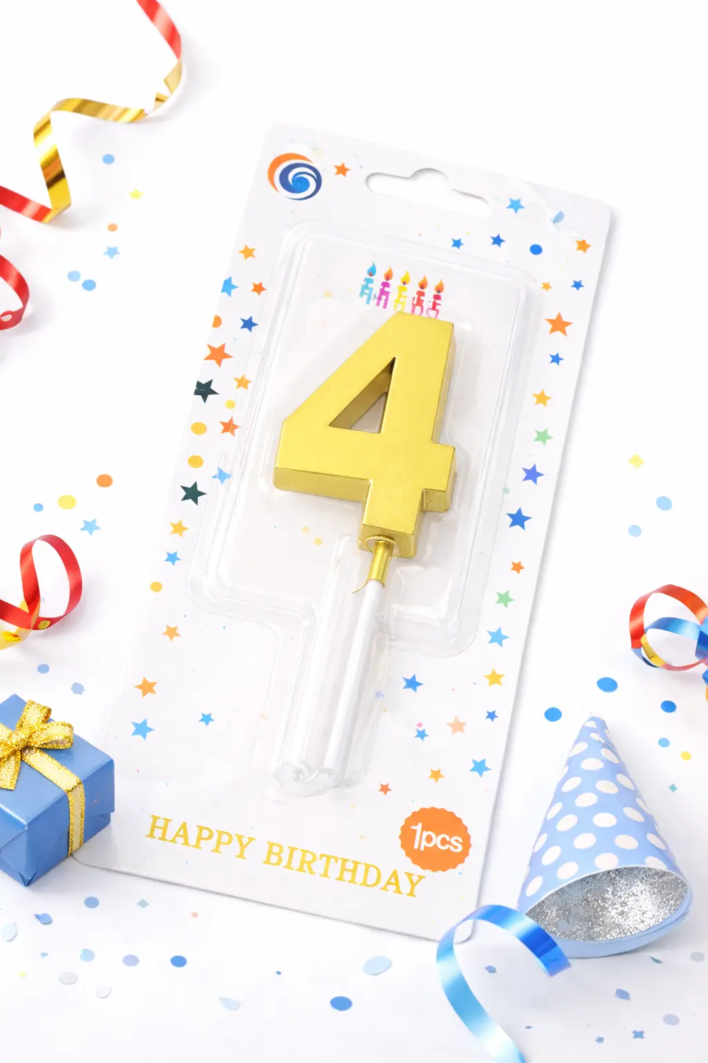Happy Birthday Number Candle 4 (6.5cm)